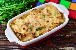 Капустная запеканка с грибами