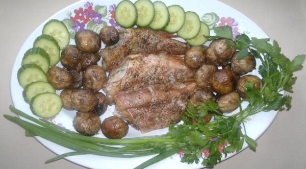 Морской окунь с шампиньонами, пошаговый рецепт с фото