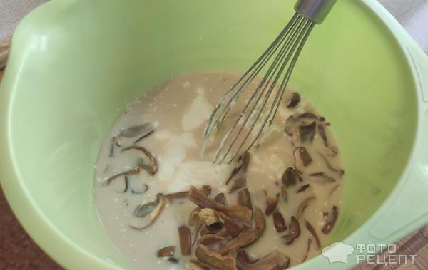 Рецепт: Говядина тушеная - с картофелем, белыми грибами и молоком