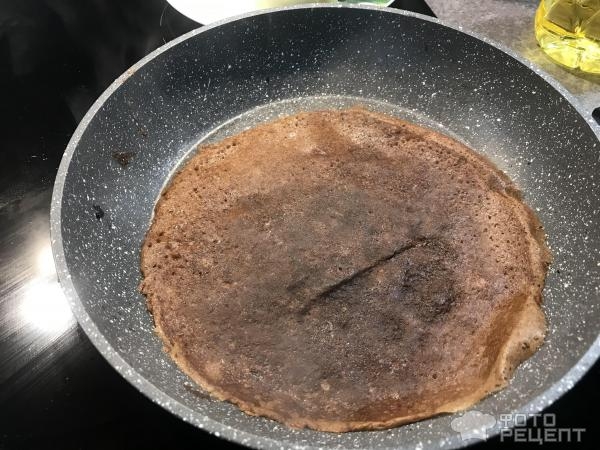 Рецепт: Шоколадные блины с творогом - нежные, ванильно-шоколадные