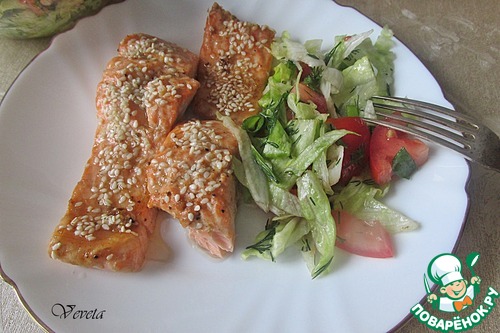 Запеченный лосось в соусе унаги