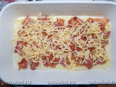 Гратен из картофеля с беконом и сыром Гратен из картофеля с беконом и сыром