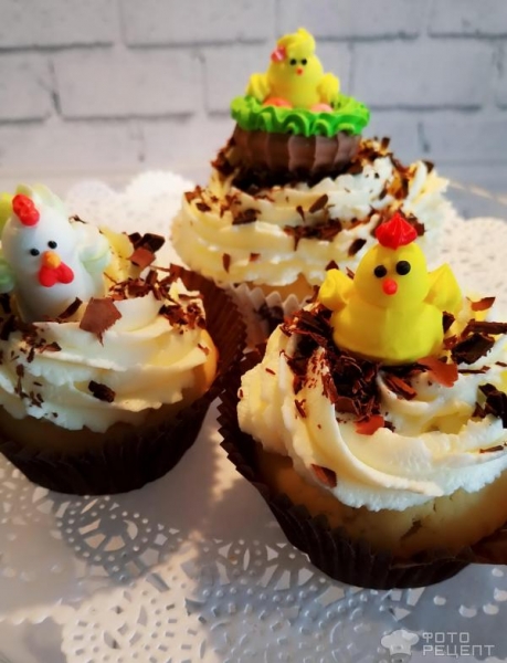 Рецепт: Пасхальные капкейки - ванильные с сахарными украшениями . Готовимся к Пасхе. Рецепт: Пасхальные капкейки - ванильные с сахарными украшениями . Готовимся к Пасхе.
