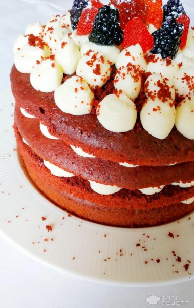 Рецепт: Торт "Красный бархат" - из готовой смеси с чиз-кремом