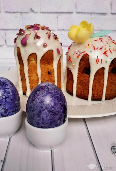 Рецепт: Творожный кулич - без дрожжей, с безбелковой глазурью. Встречаем праздники.