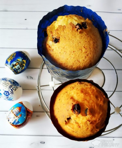 Рецепт: Творожный кулич - без дрожжей, с безбелковой глазурью. Встречаем праздники.