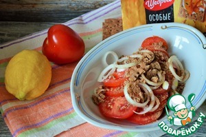 Сёмга с хлебцами-гриль и томатным гарниром