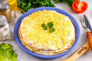 Блинный торт с ветчиной и сыром Блинный торт с ветчиной и сыром