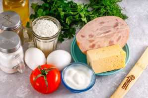 Блинный торт с ветчиной и сыром Блинный торт с ветчиной и сыром