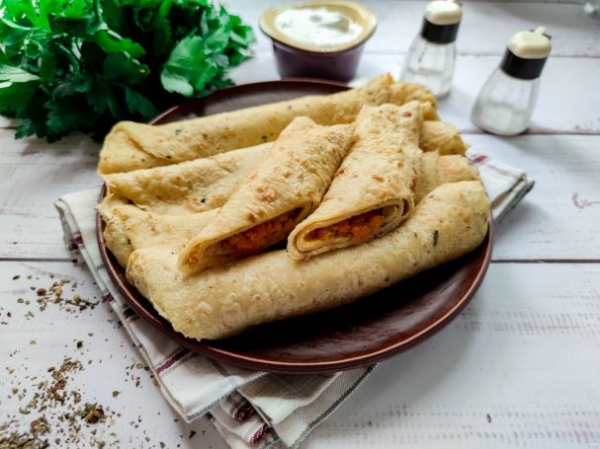 Блинчики с морковной начинкой Блинчики с морковной начинкой