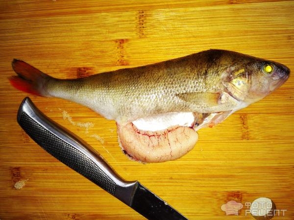 Рецепт: Окунь речной запеченый - "Ленивый" окунь с рукколой и луком, запеченный в пакете