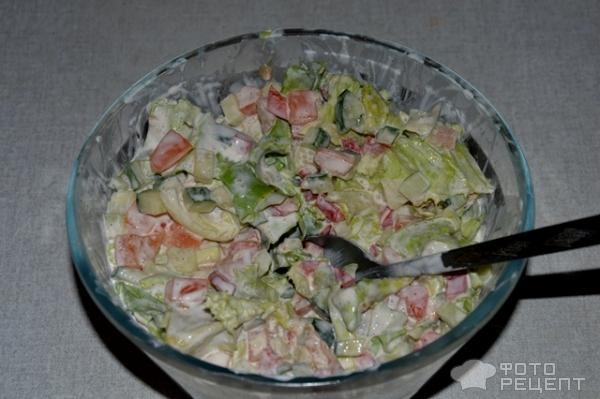 Рецепт: Овощной салат "Славянский" - лёгкий и вкусный Рецепт: Овощной салат "Славянский" - лёгкий и вкусный