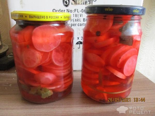 Рецепт: Редис маринованный - с чесноком