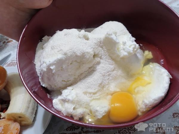 Рецепт: Запеканка творожно-фруктовая - без сахара