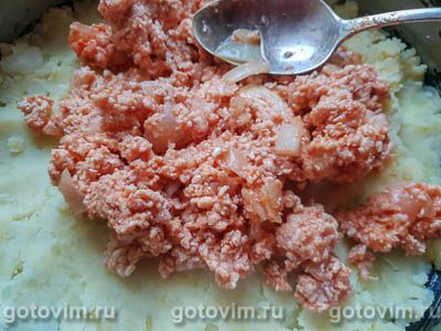 Запеканка из картофельного пюре с куриным фаршем