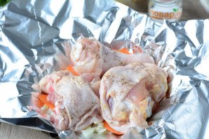 Курица с грибами в фольге Курица с грибами в фольге