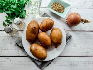 Жареная картошка кольцами в сковороде Жареная картошка кольцами в сковороде