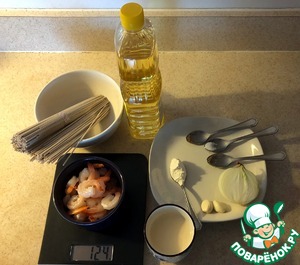 Гречневая лапша с креветками