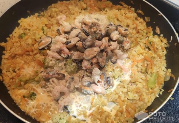 Рецепт: Булгур - с морепродуктами