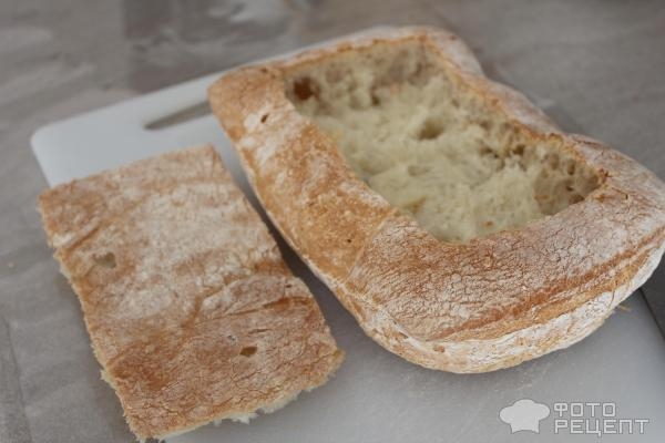 Рецепт: Чиабатта с начинкой - с беконом и сыром