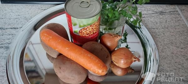 Рецепт: Фасолевый суп на курином бульоне - с консервированной фасолью в томате