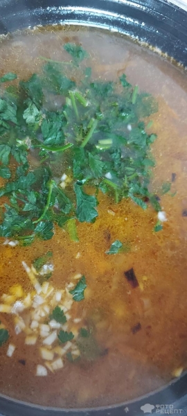 Рецепт: Фасолевый суп на курином бульоне - с консервированной фасолью в томате