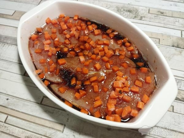 Рецепт: Куриное филе со стручковой фасолью - под творожной заливкой в духовке