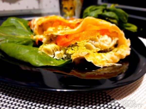 Рецепт: Рыба запеченная в лаваше - Шпинат, филе хека , лаваш!