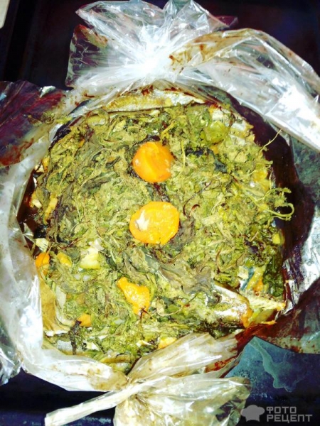 Рецепт: Рыба запеченная в рукаве - Путассу с рукколой в рукаве запеченная