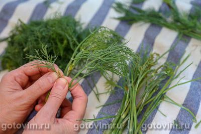 Замороженный укроп в формочках для льда