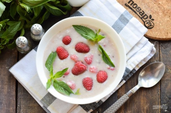 Суп-пюре со злаками и малиной Суп-пюре со злаками и малиной