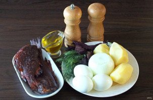 Салат из морского окуня горячего копчения