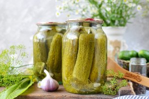 Маринованные огурцы в литровых банках