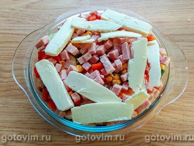 Цукини (или кабачки), запечённые с ветчиной и грибами