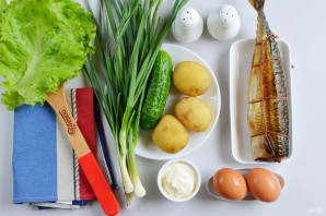 Салат с рыбой горячего копчения