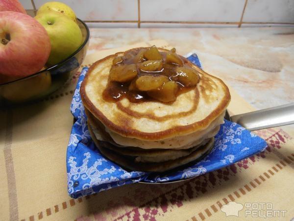 Рецепт: Панкейки на кефире - с яблоками Рецепт: Панкейки на кефире - с яблоками
