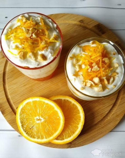 Рецепт: Трайфл в стакане - апельсиновый
