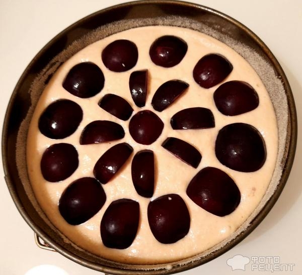 Рецепт: Венский пирог со сливой - Пирог на йогурте, с корицей и красной сливой, крошкой из печенья - невероятно вкусный десерт.