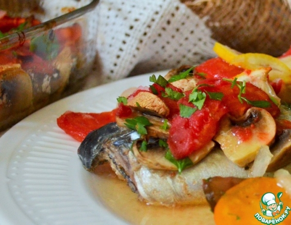 Скумбрия по-болгарски в винном соусе Скумбрия по-болгарски в винном соусе