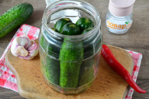 Малосольные огурцы с перцем чили Малосольные огурцы с перцем чили