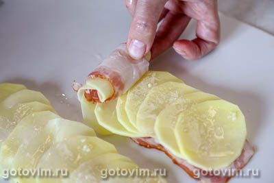 Розочки из картофеля с беконом