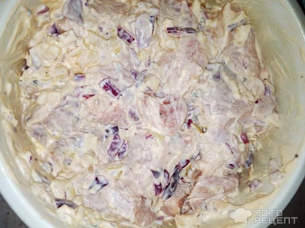 Рецепт: Быстро маринованный шашлык - Из свинины, маринованный растительным маслом и майонезом