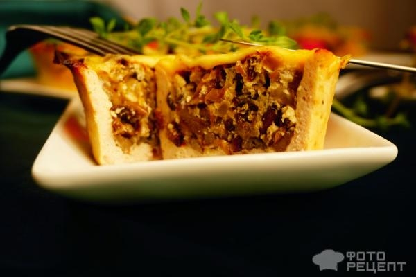 Рецепт: Корзиночки из куриного "теста" - с грибной начинкой Рецепт: Корзиночки из куриного "теста" - с грибной начинкой