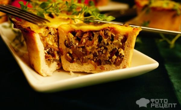 Рецепт: Корзиночки из куриного "теста" - с грибной начинкой Рецепт: Корзиночки из куриного "теста" - с грибной начинкой