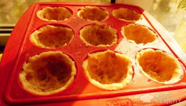 Рецепт: Корзиночки из куриного "теста" - с грибной начинкой Рецепт: Корзиночки из куриного "теста" - с грибной начинкой