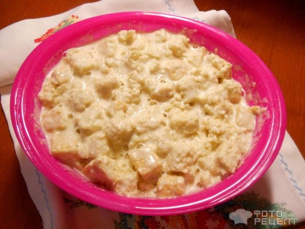 Рецепт: Пирог-десерт со смородиной (без замеса теста) - с чёрствым белым хлебом Рецепт: Пирог-десерт со смородиной (без замеса теста) - с чёрствым белым хлебом