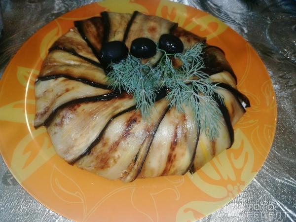 Рецепт: Салат с баклажанами - Оригинально, красиво, вкусно, сытно! Гости удивятся!