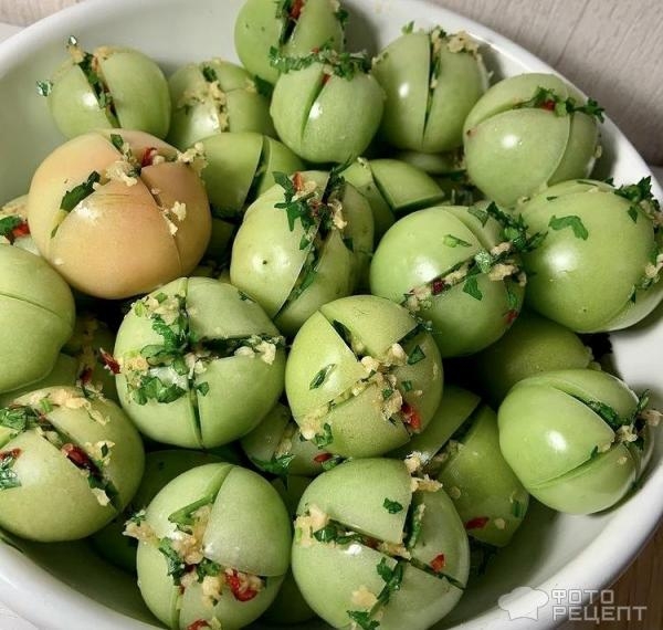 Рецепт: Зеленые помидоры маринованные - быстрое приготовление