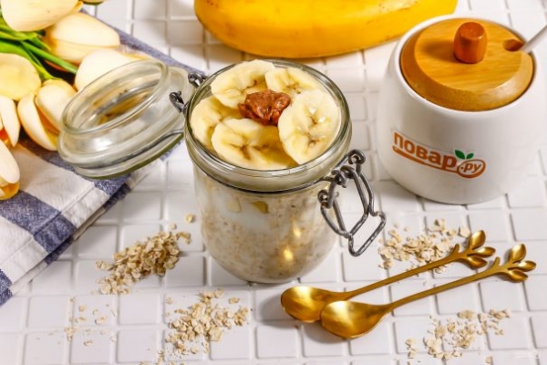 Ленивая овсянка с бананом Ленивая овсянка с бананом