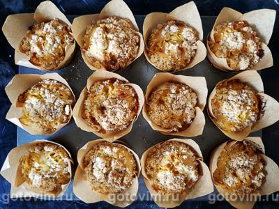 Тыквенные маффины с белым шоколадом и штрейзельной крошкой